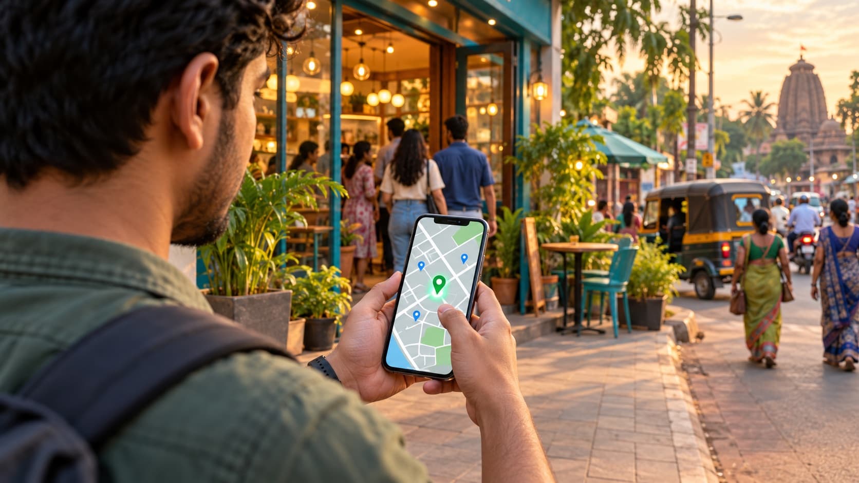 Local SEO for businesses in Bhubaneswar showing Google Maps results on a phone